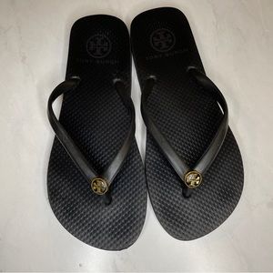 Tory Burch Black Thin Strap Flip Flops Size 5